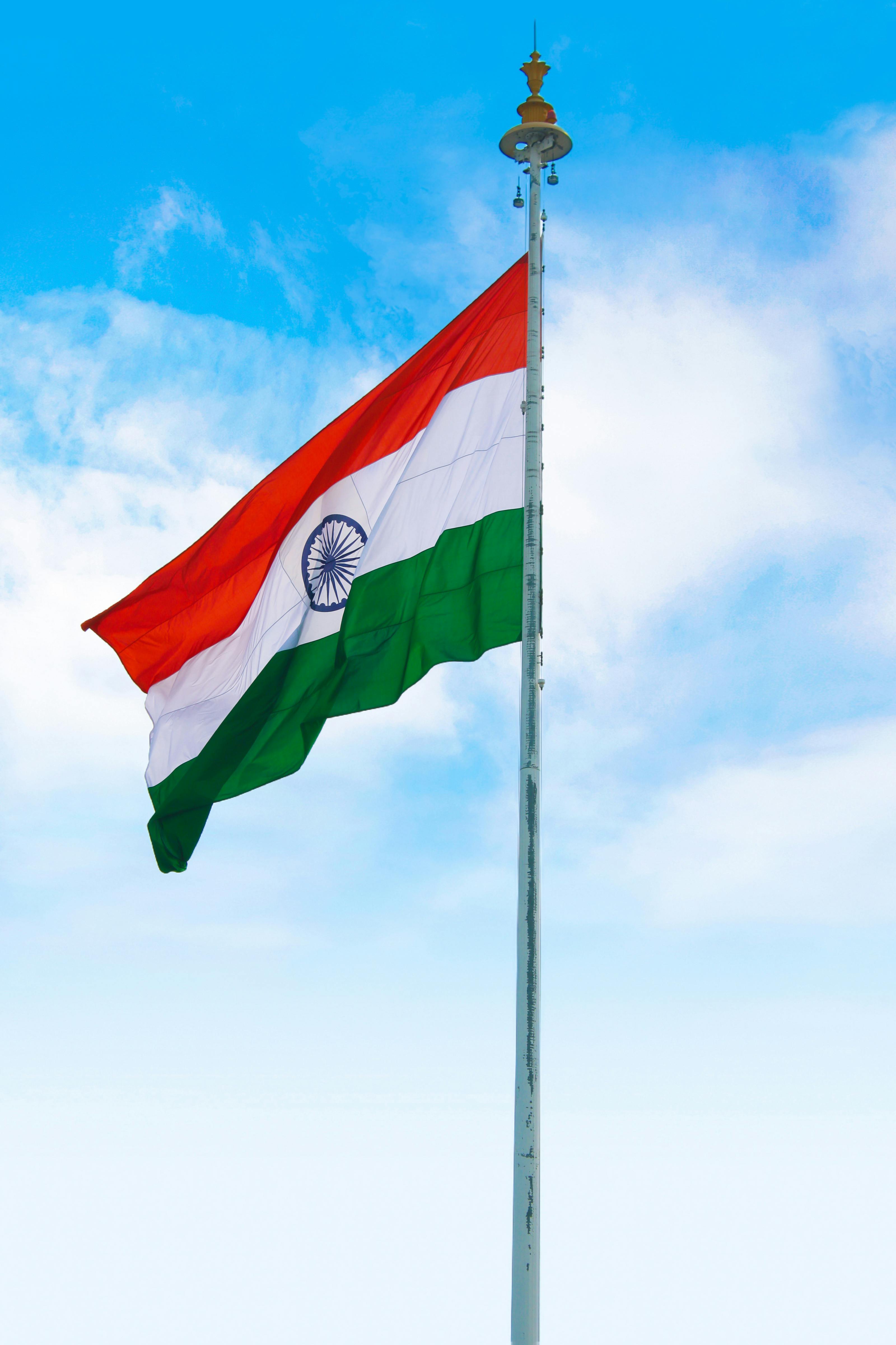 Indian Flag on Pole  Free Stock Photo