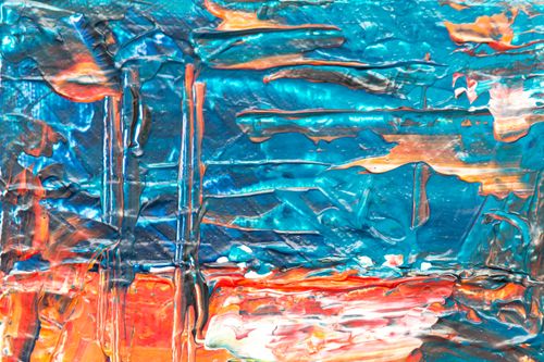 Free Colorful abstract acrylic painting with vivid turquoise and orange textures. Stock Photo