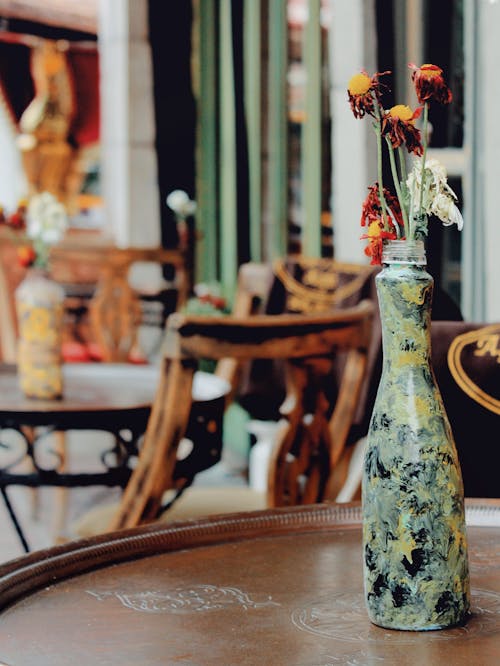 Flowers in Decorated Vase