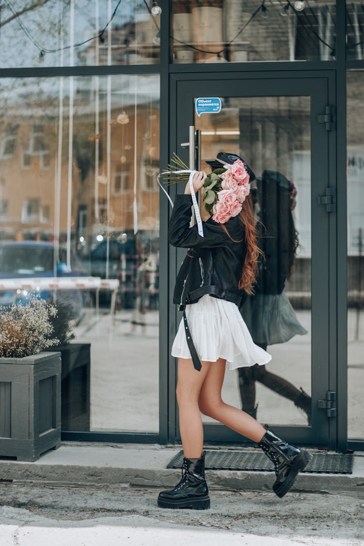 Woman In Mini And Platform Shoes