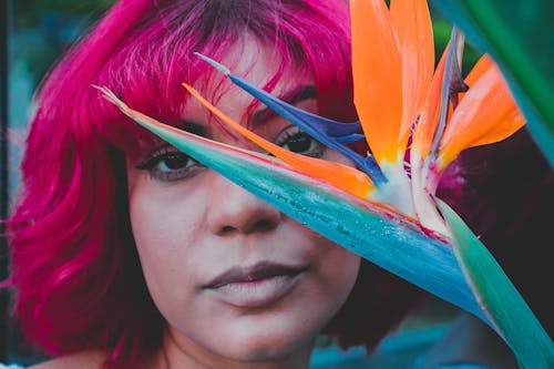 A Close-up Shot of a Woman with a Colored Hair