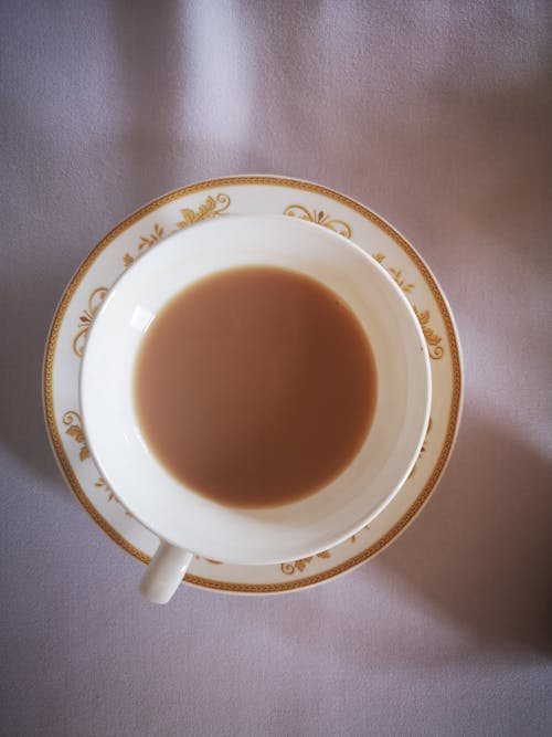 A Cup of Coffee on a Ceramic Saucer