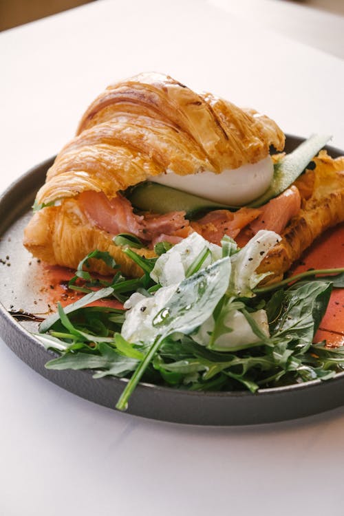 Breakfast Plate with Croissant and Salad