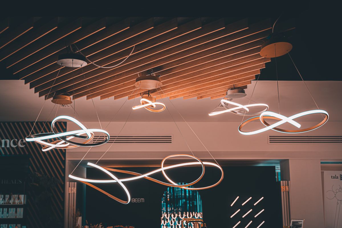 Modern spiral lighting installation