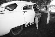 Gangster. Old wheel. Hot road. Classic car.
