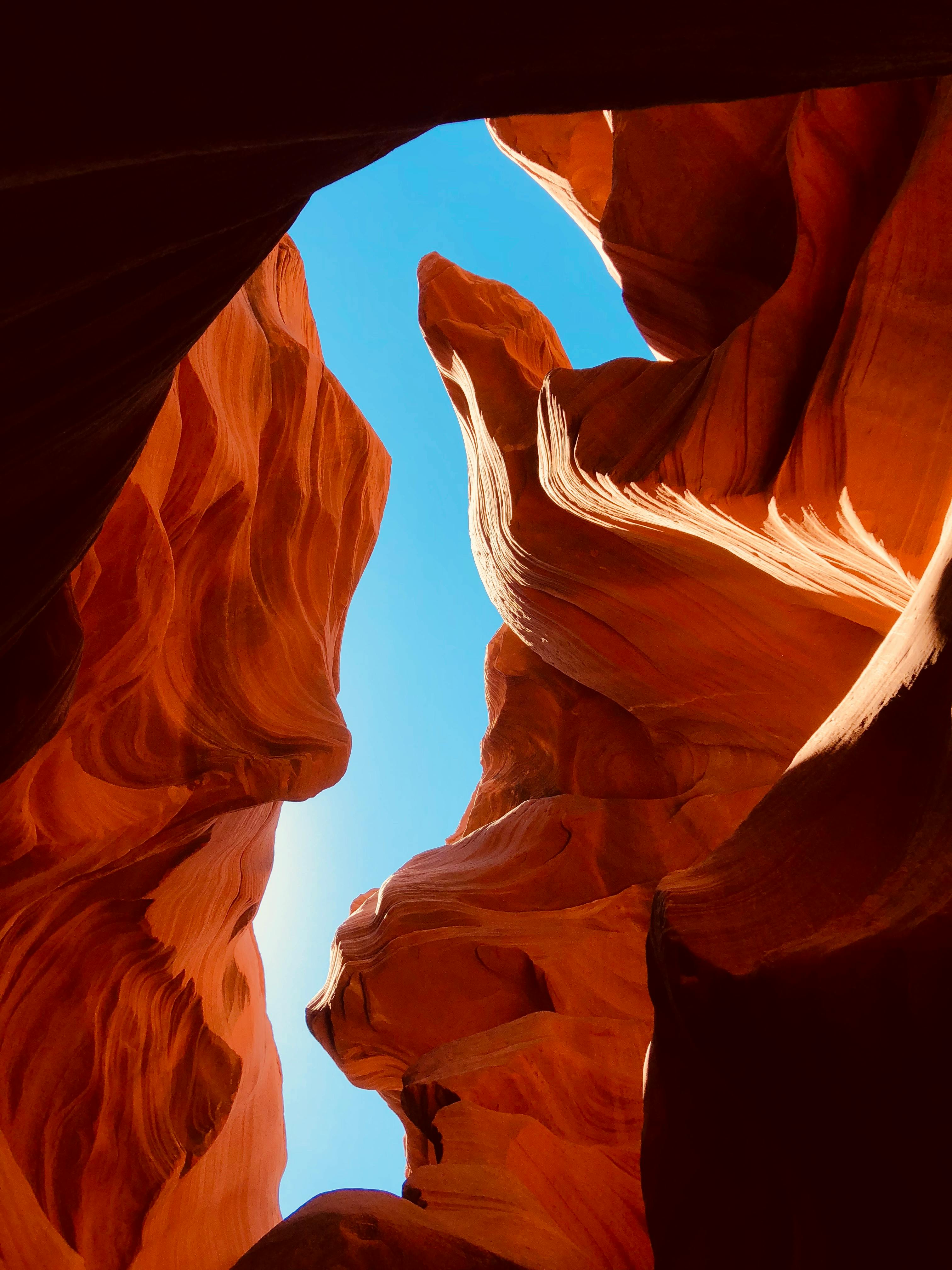 clear blue sky over rock formations