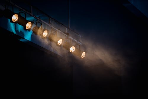 Line Up Spotlights hanging on a Ceiling