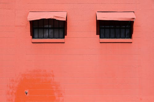 Free A Pink Wall with Windows Stock Photo