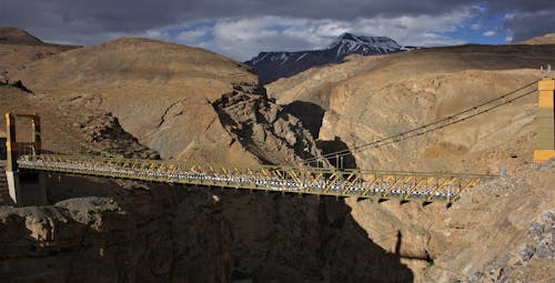 Free stock photo of hanging bridge, mountains, nature