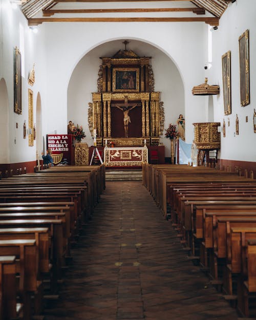 Benches at the Nave in a Church