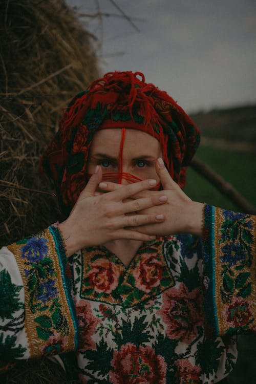 Portrait of Woman with Hands over Face · Free Stock Photo