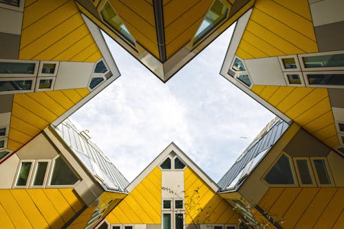 Free Low Angle of Yellow Houses Stock Photo