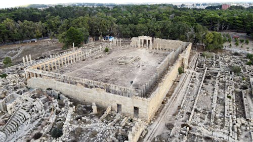 Free Aerial Shot of Archeological Ruins Stock Photo