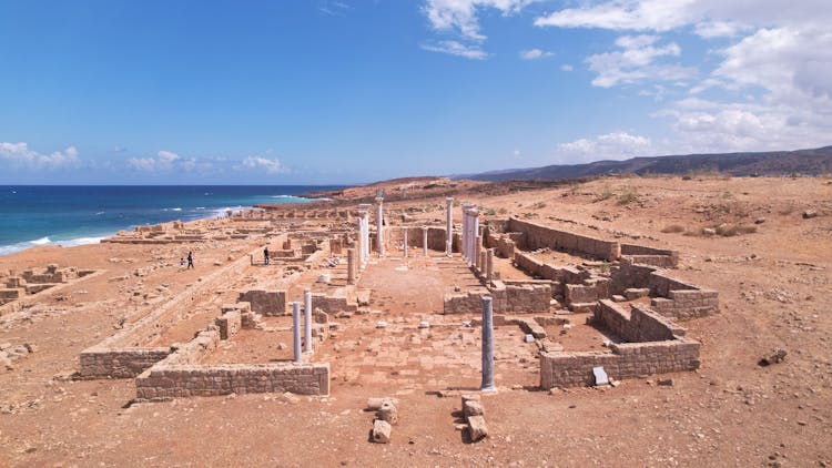 Ancient Green Ruins On The Coast In Libya 