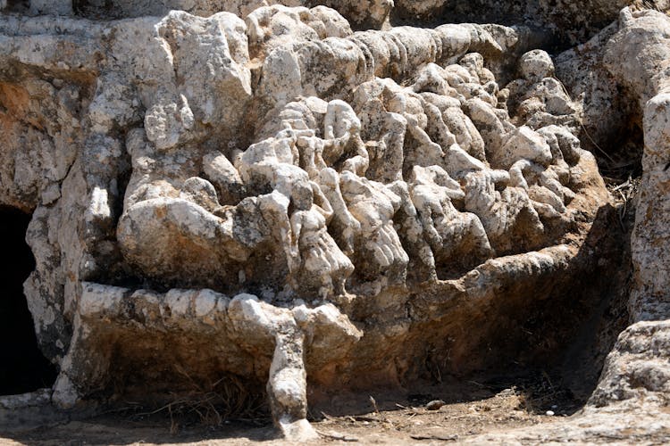 Ancient Carved Stones In Sluntah, Cyrenaica, Libya 