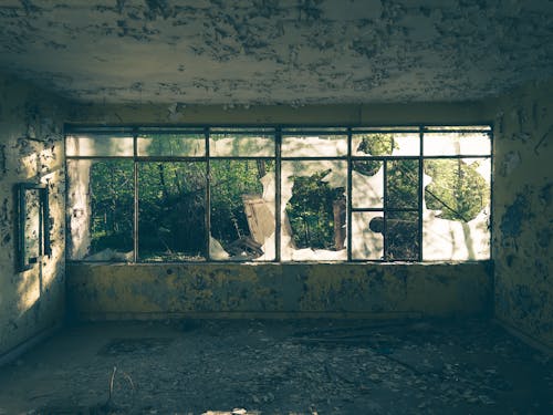 Free Shuttered Windows of an Abandoned Building Stock Photo