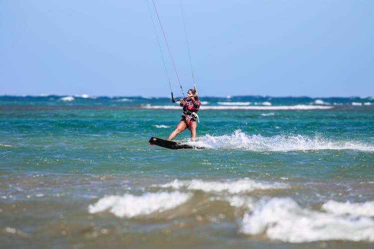 A Woman Kitesurfing