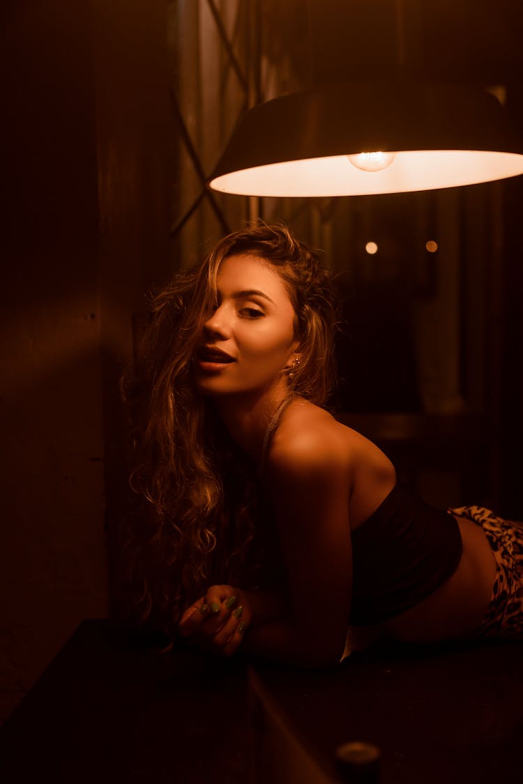 Beautiful Woman Under A Light