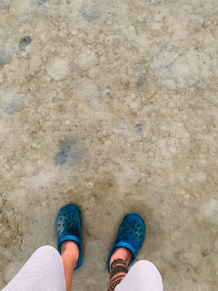 Point Of View Of A Person Looking Down His Shoes