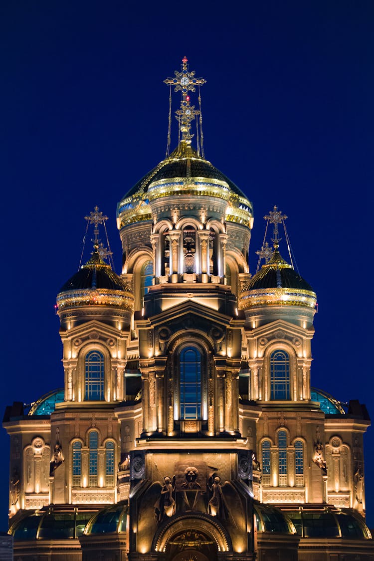 Night View Of The Main Orthodox Church Of The Russian Armed Forces After Sunset