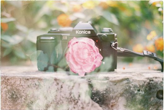 Close-up Photo of a Vintage Konica Camera