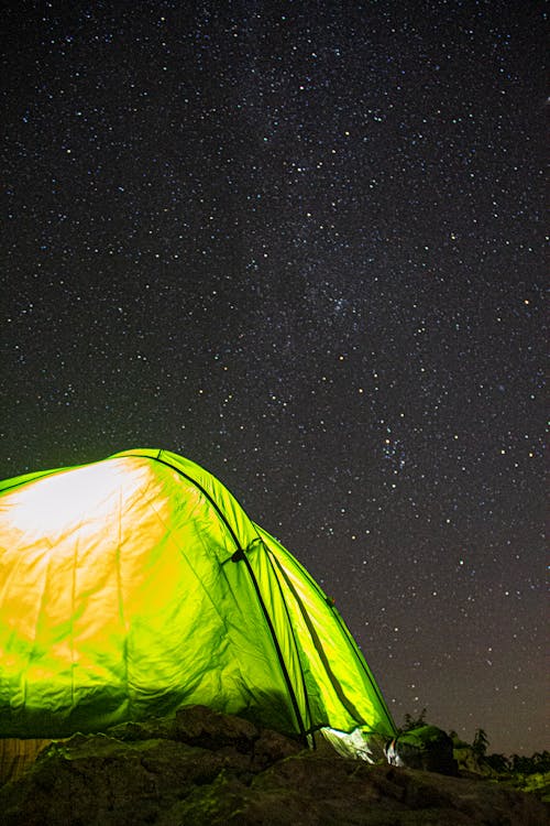 Illuminated Tent at Night