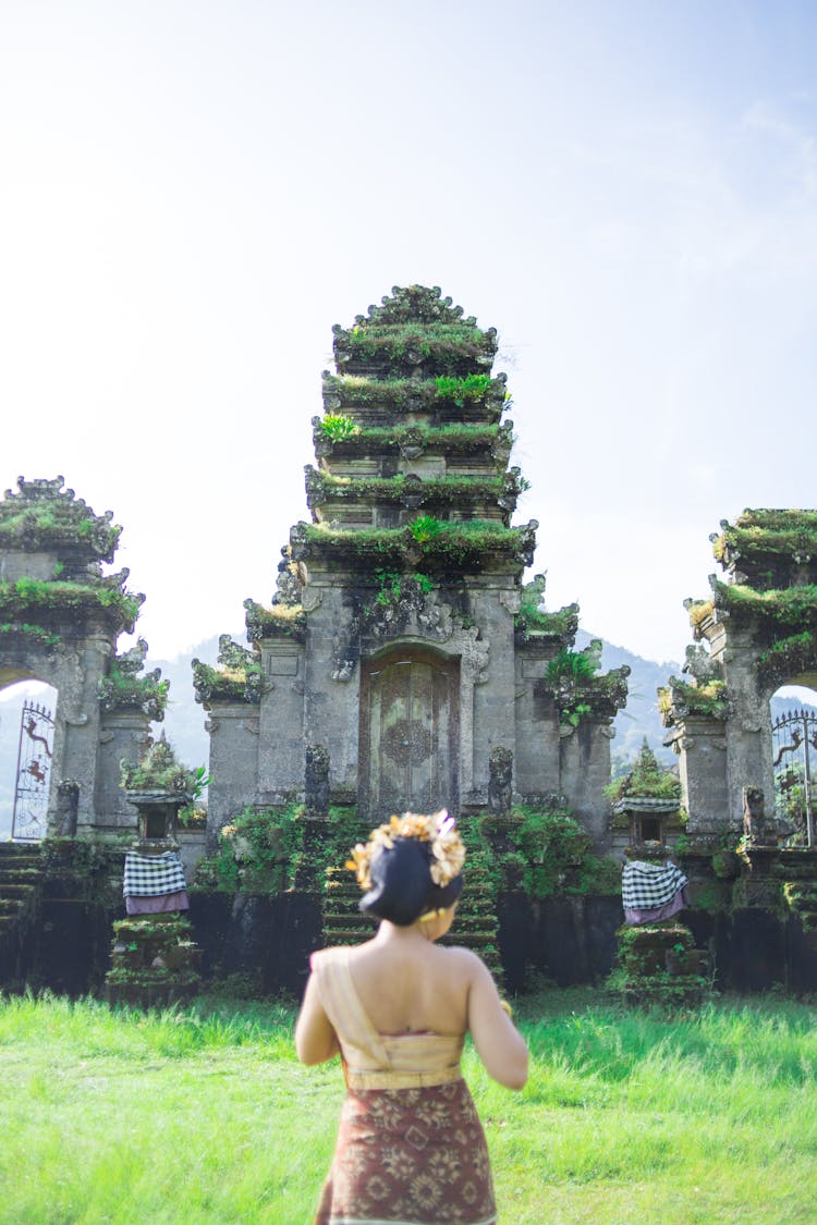 Woman In Ruins Of Temple