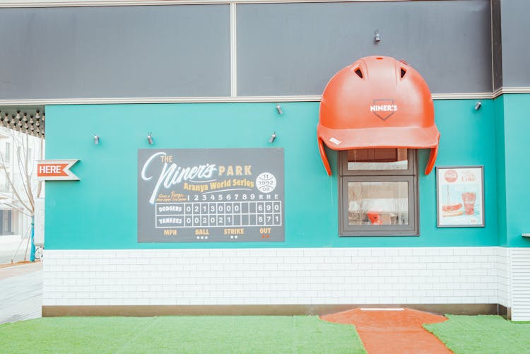 Building Facade With A Baseball Helmet 