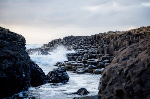 Waves Splashing on Rocks