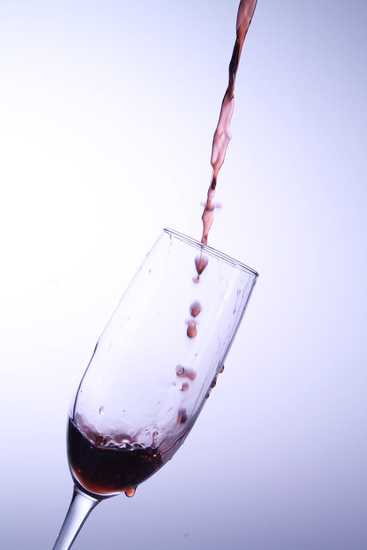 Spilled Red Wine On Glass