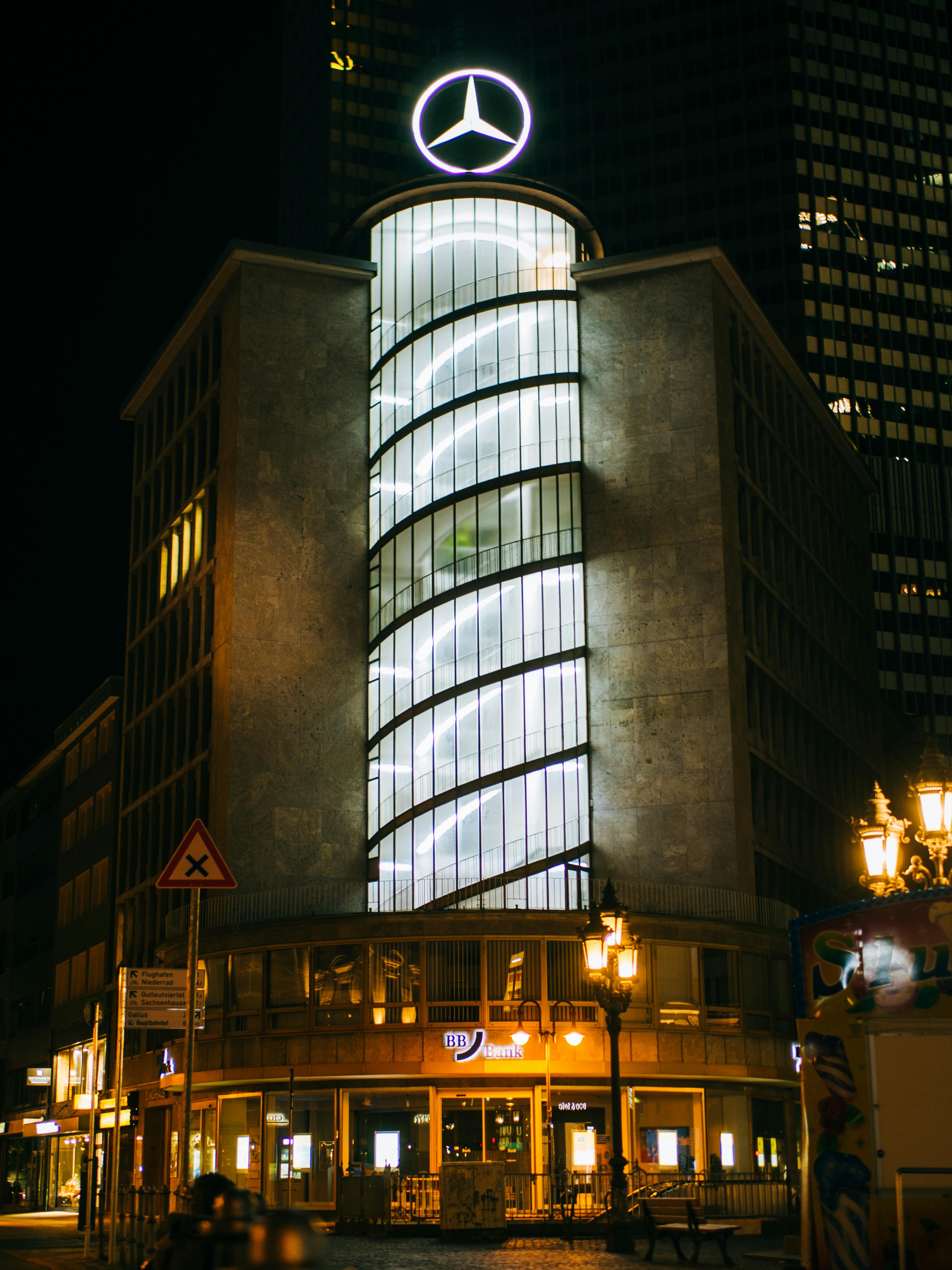 mercedes benz building munich bavaria germany during night time