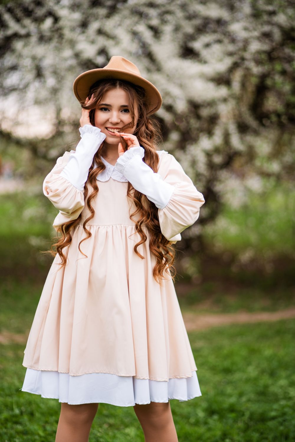 Girl in White Long Sleeve Dress Wearing Brown Hat · Free Stock Photo