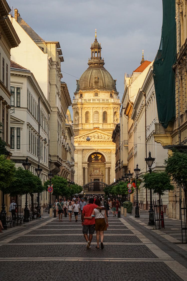 City Street With Church In A Perspective