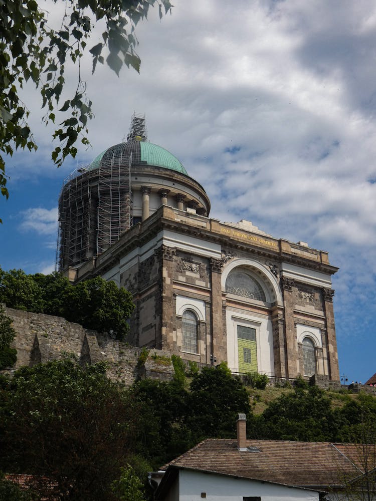 Basilica Of Esztergom, In Esztergom, Hungary Under Cloudy Sky