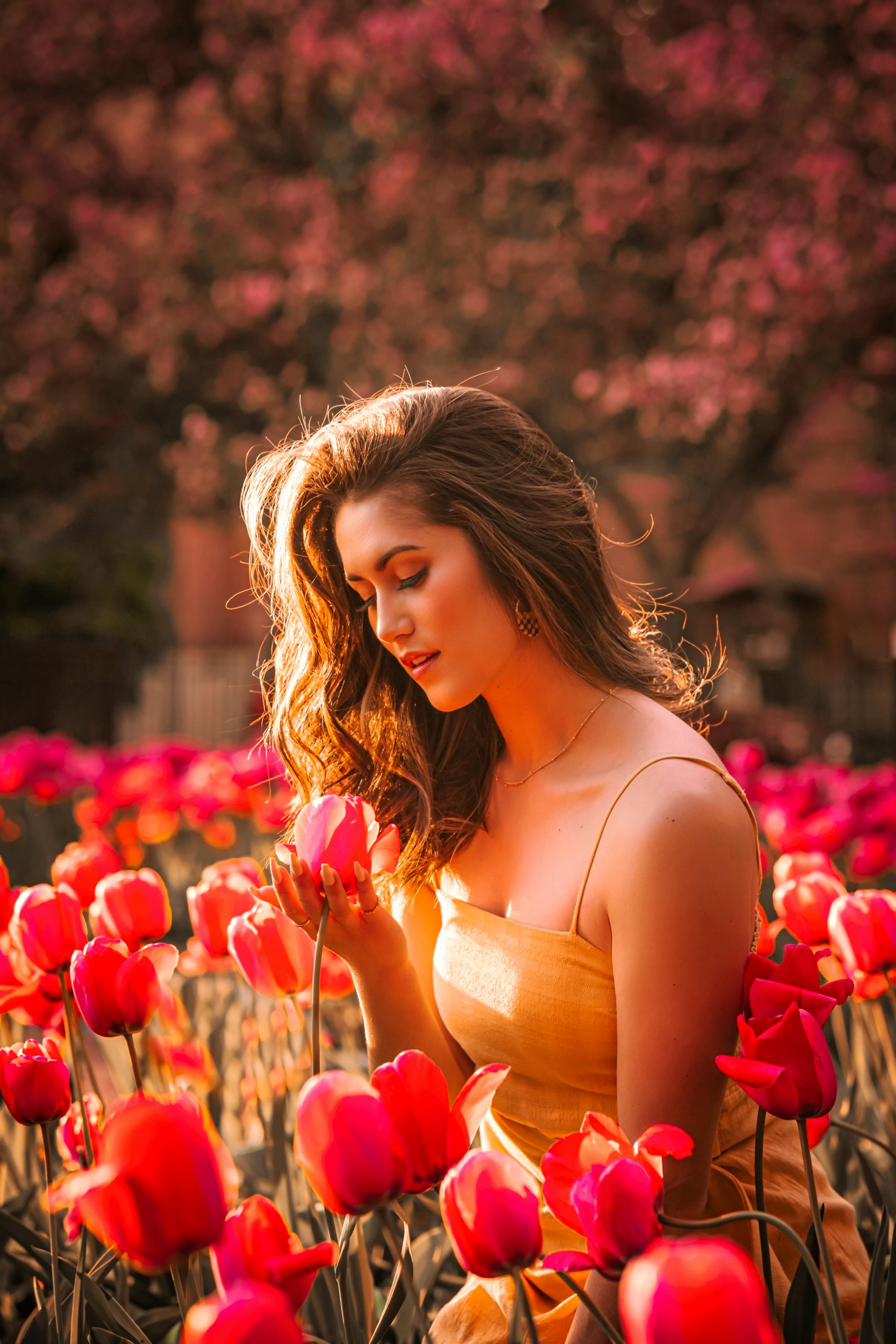 girl in flower garden