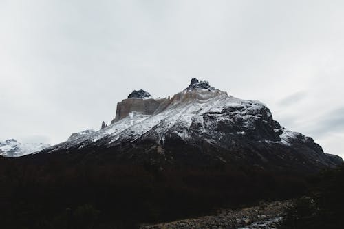 Snow on a Mountain Peak on a Cloudy Day