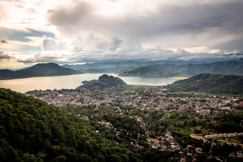 An Urban Town in the Valley Near the lake