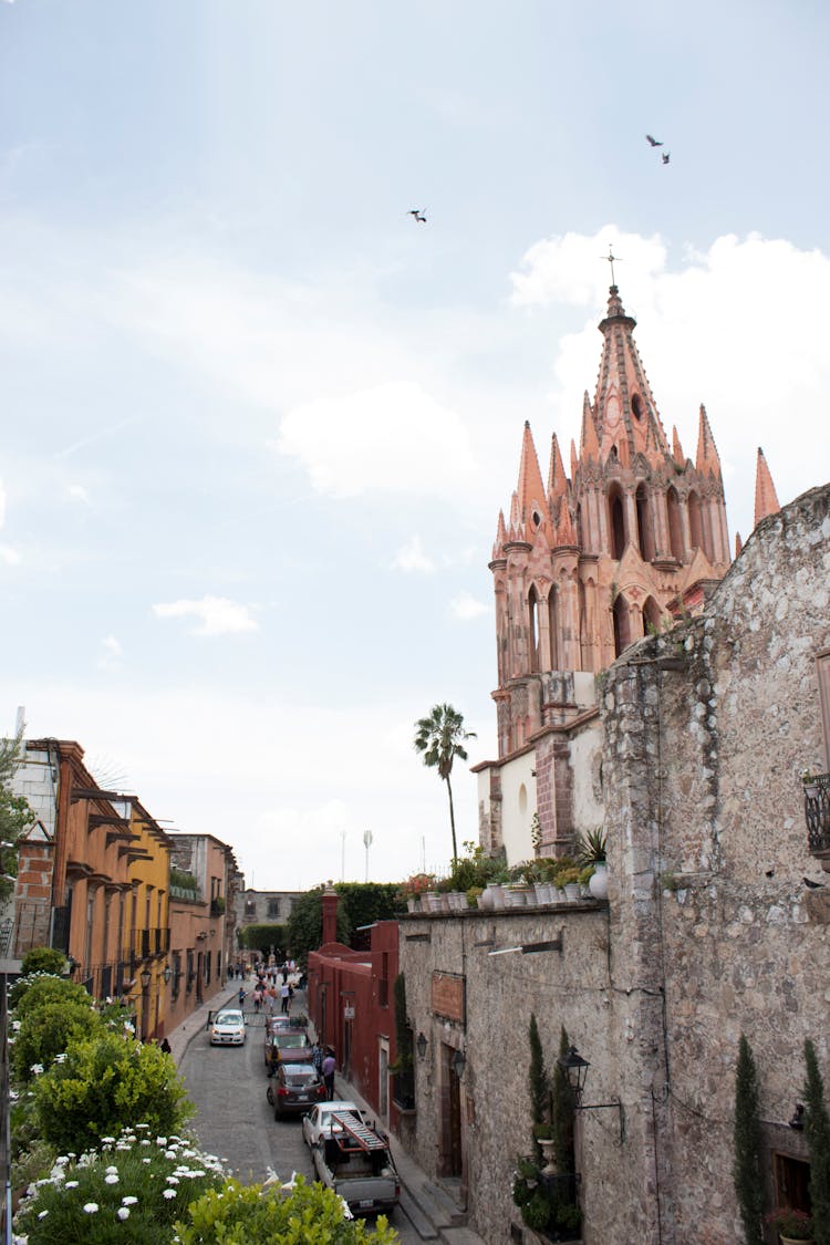 San Miguel Arcangel Church Along The Street In Mexico