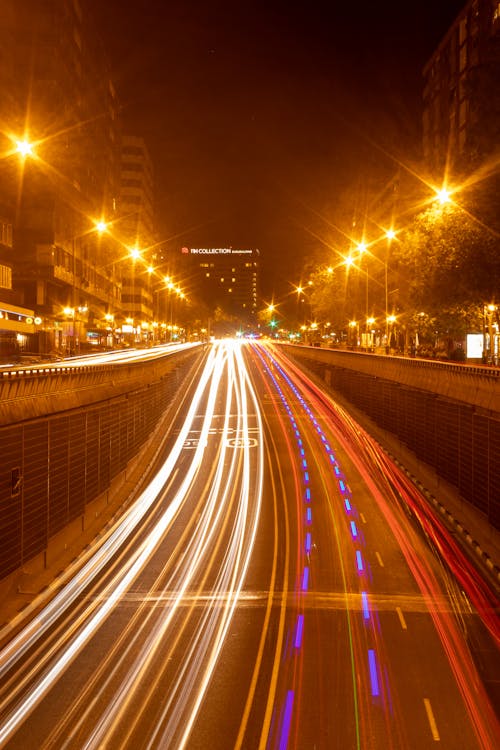 Free Light Trails on a Highway Stock Photo