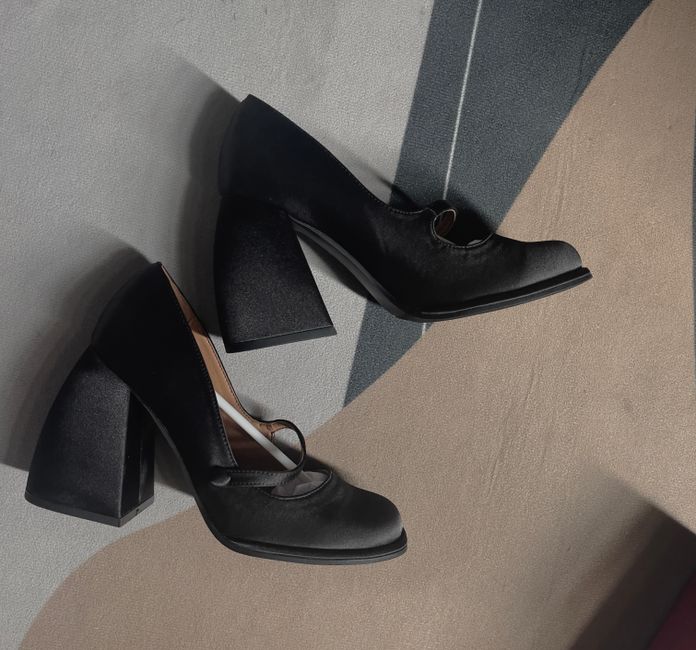 Pair of black Mary Jane high block heels with a chic design.