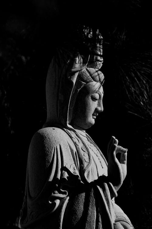 Δωρεάν στοκ φωτογραφιών με άγαλμα, ασπρόμαυρο, Βούδας Φωτογραφία από στοκ φωτογραφιών