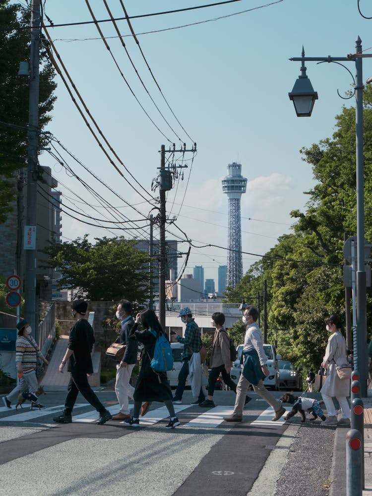 People Crossing The Road In Japan