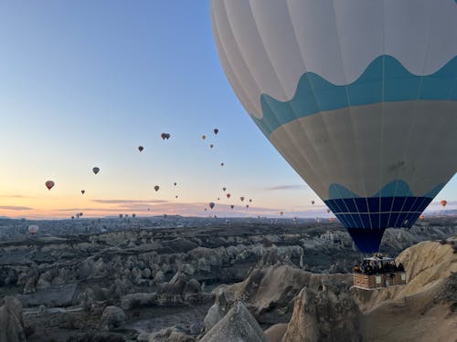 An Aerial Photography of Hot Air Balloons Flying in the Sky