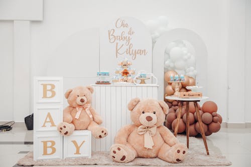 Beige Teddy Bears in a White Interior