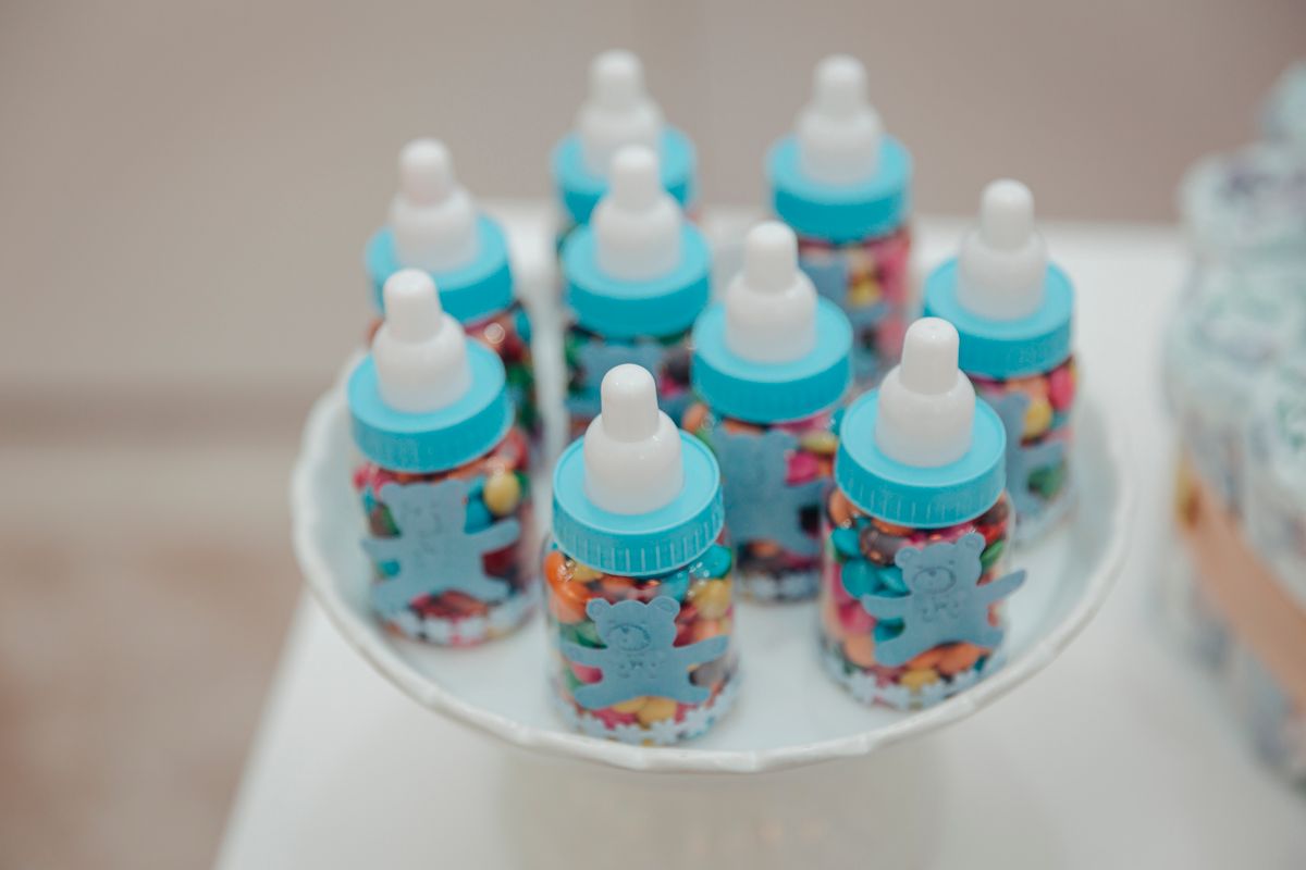Baby bottles at a baby shower for a bottle chugging race