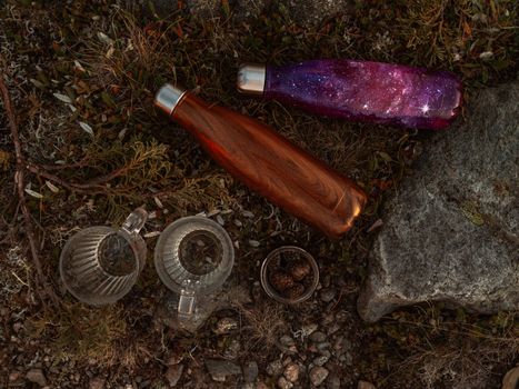 Purple and Brown Plastic Bottle