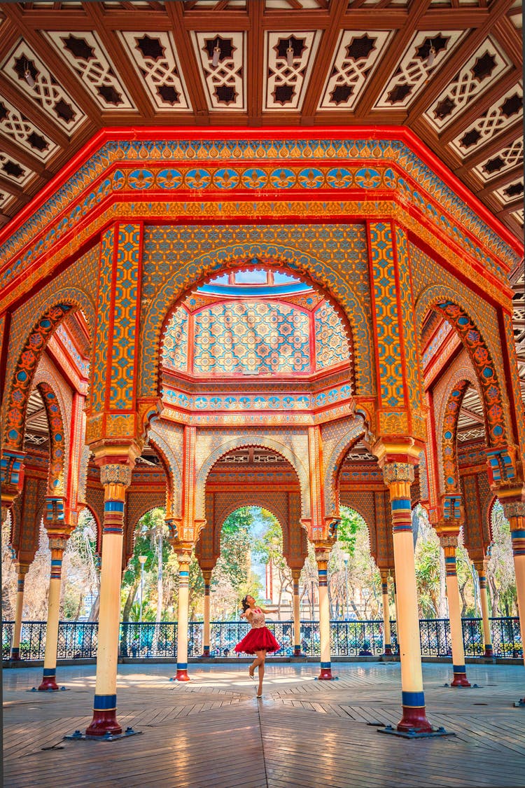 Woman Standing In The Middle Of The Moorish Kiosk In Mexico