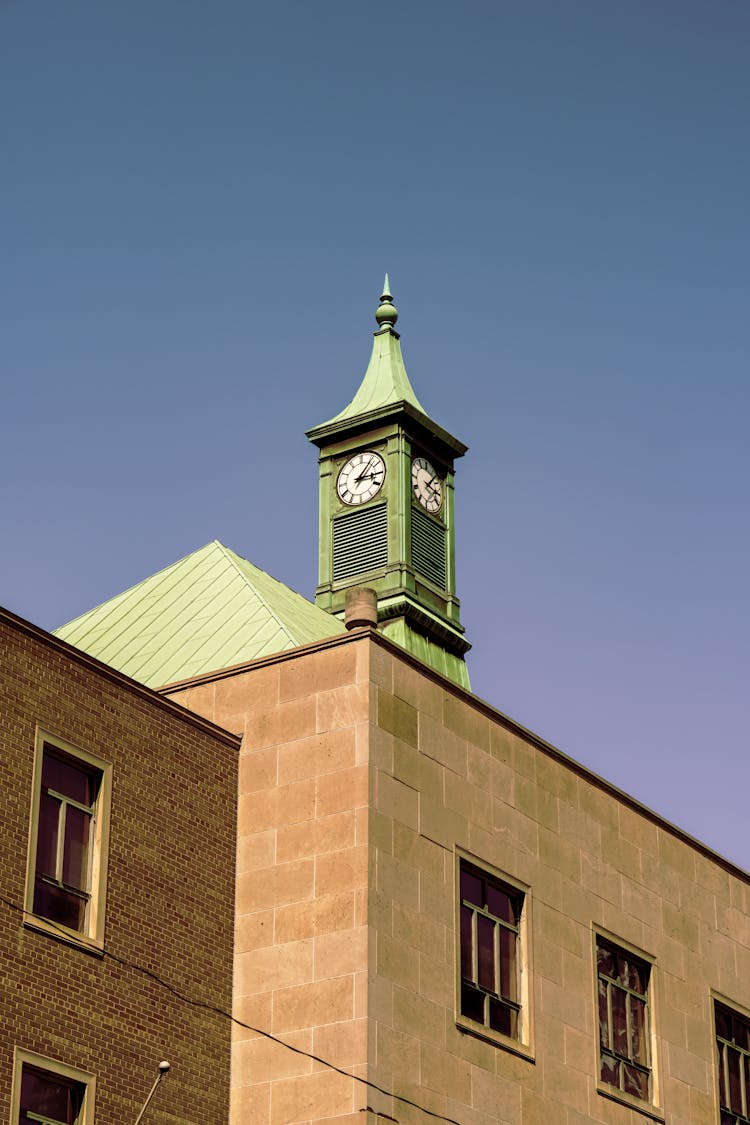 Clear Sky Over Tower With Clock