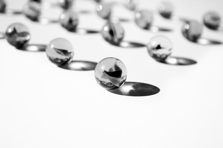 Silver Balls On White Background