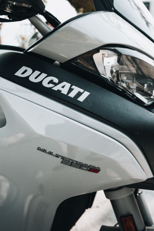 Free Detailed close-up of a Ducati motorcycle in Tivat, Montenegro, showcasing its sleek design. Stock Photo